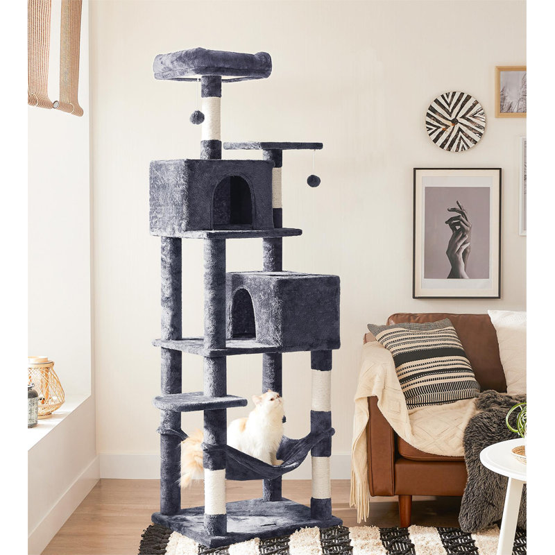 Arbre à chat 61 po H, Gris foncé, H 73,2 po x l 23,6 po x P 19,3 po