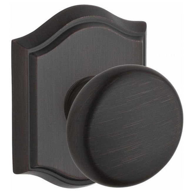 Round Passage Door Knob with Traditional Arch Rose, Venetian Bronze