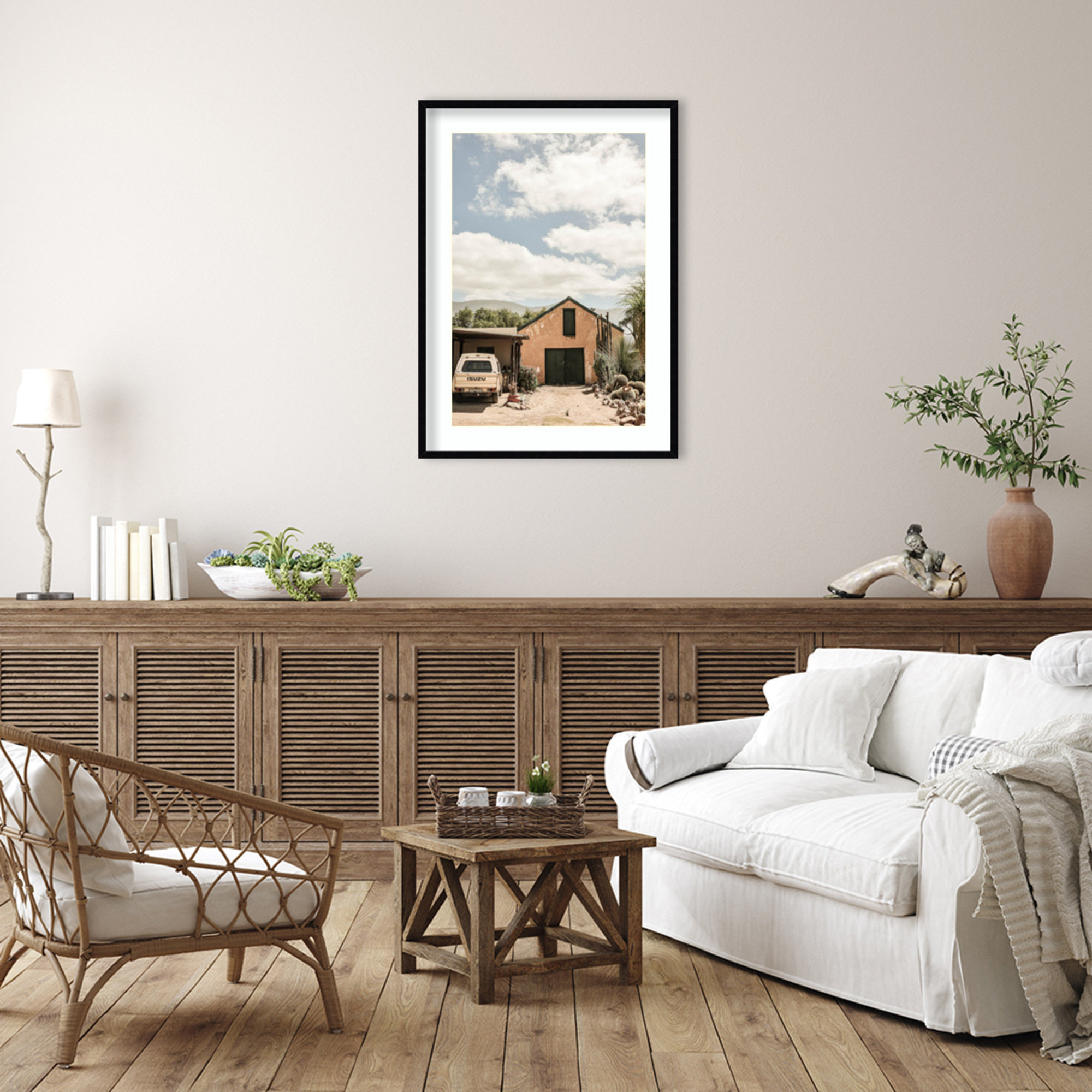 Karoo Farm House 02 by Shot by Clint Wood Framed Wall Art Print, Black Framed, 41" H x 30" W