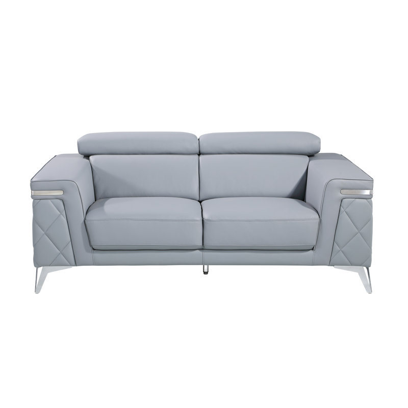 Causeuse en cuir véritable 70 po Belleville, Bleu
