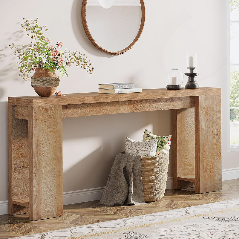70.9" Extra Long Console Table, Farmhouse Entryway Table, Light Oak
