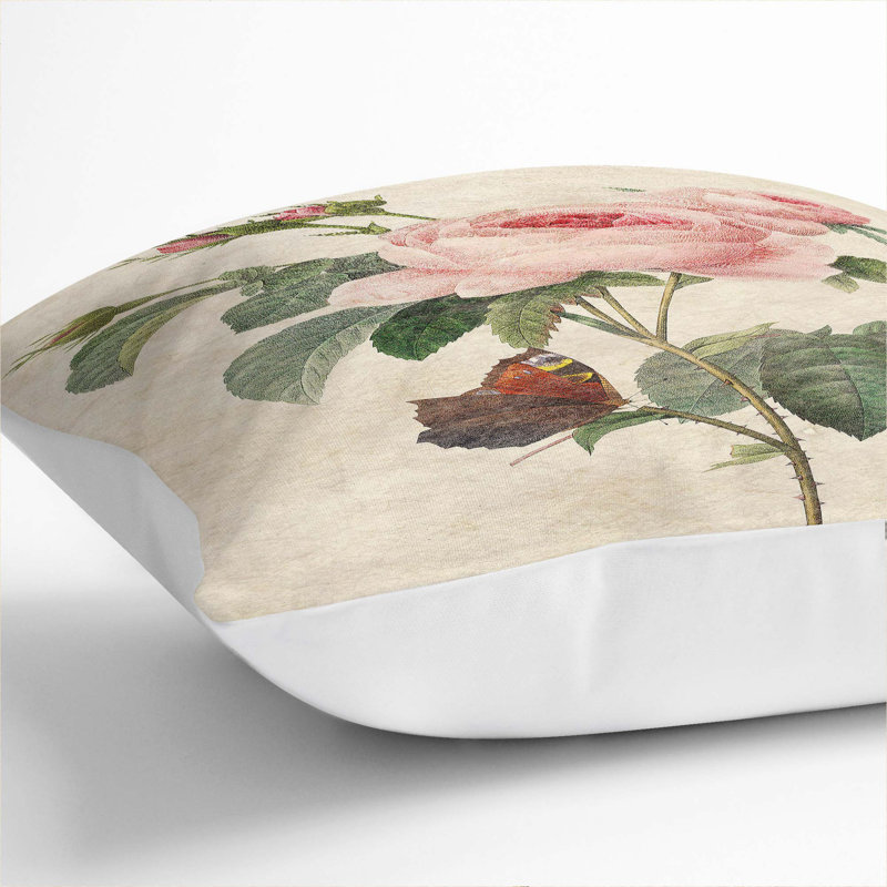 Floral Square Throw Cushion, White, 55cm H x 55cm W x 20cm D