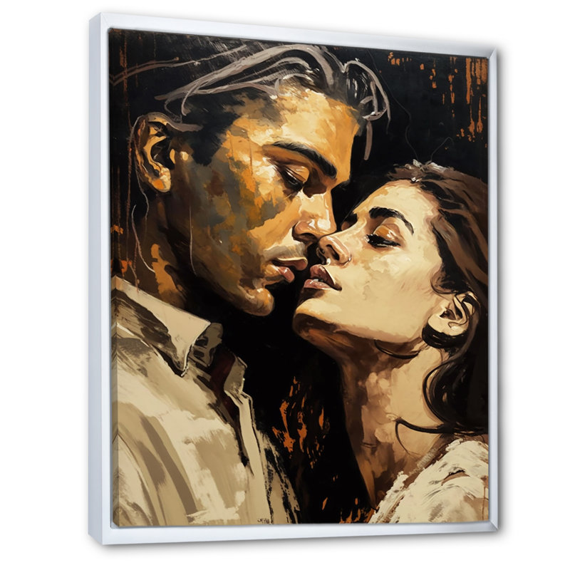 «Passionate Love Portrait Retro», reproduction sur toile, H 40 po x l 30 po x P 1,5 po, Cadre flottant blanc