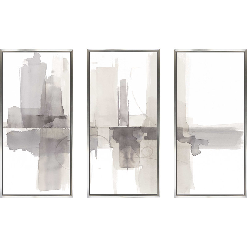 " Improvisation II Gray Crop " 3 - Pieces, 33.5" H x 52.5" W x 2" D