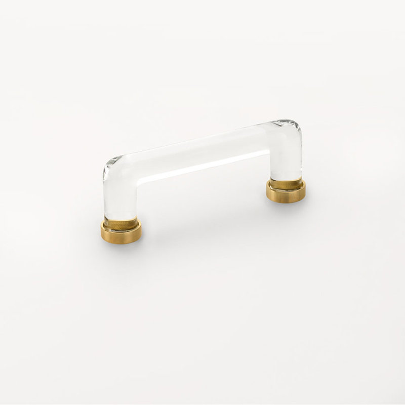 Modern Glass Appliance Pull, Unlacquered Brass