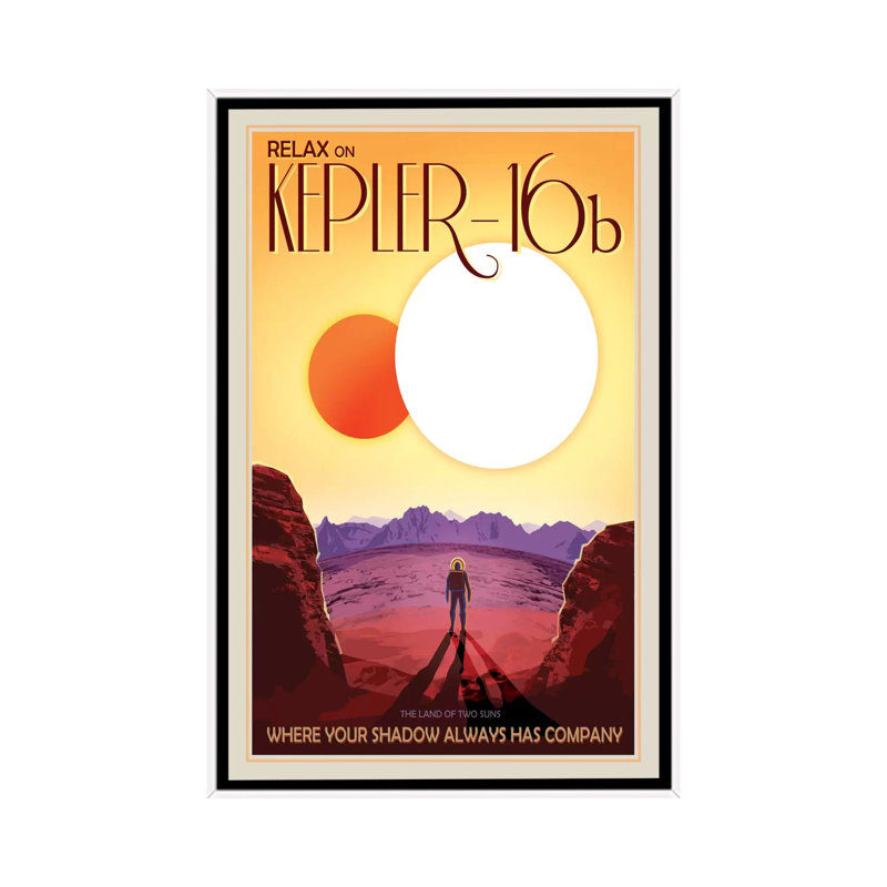 Kepler-16B by NASA - Print on Canvas, 66.04 cm H x 45.72 cm W, White Framed
