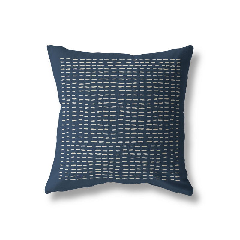 Edina Abstract Outdoor Reversible Throw Pillow, Denim, 19" x 19", Square