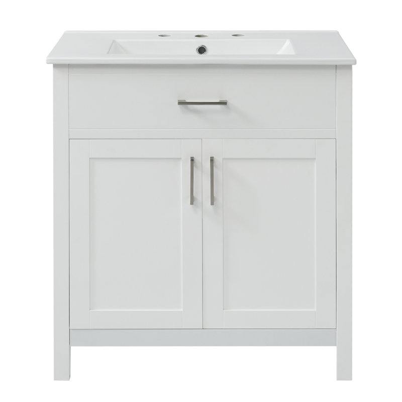 Meuble-lavabo sophistiqué avec rangement abondant pour les espaces compacts, Blanc