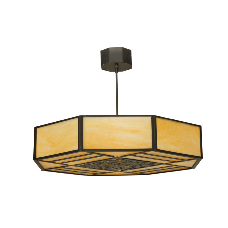 Elegant Bronze 4-Light Geometric Chandelier with Glass Accents