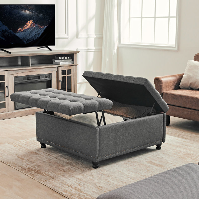 Table basse avec repose-pieds Cristba, Gris