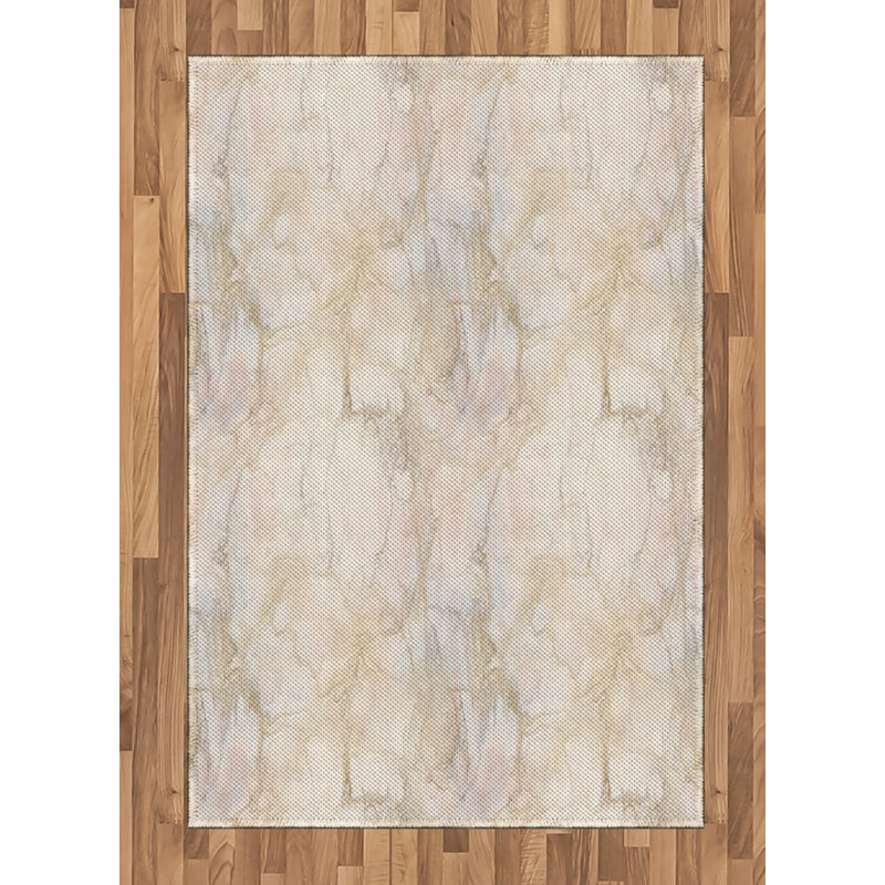 Marble Print High Density Long Fiber Poly Threads Decorative Area Rug Carpet, Rectangle 4' x 5'8"