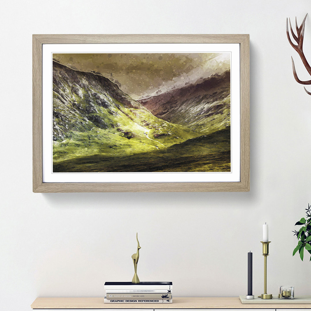 Mountains of Glencoe in Scotland in Abstract - Framed Print