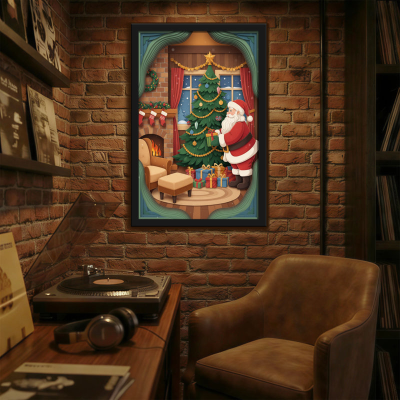 Noël, scène de Noël, cadeaux de sapin de Noël, foyer