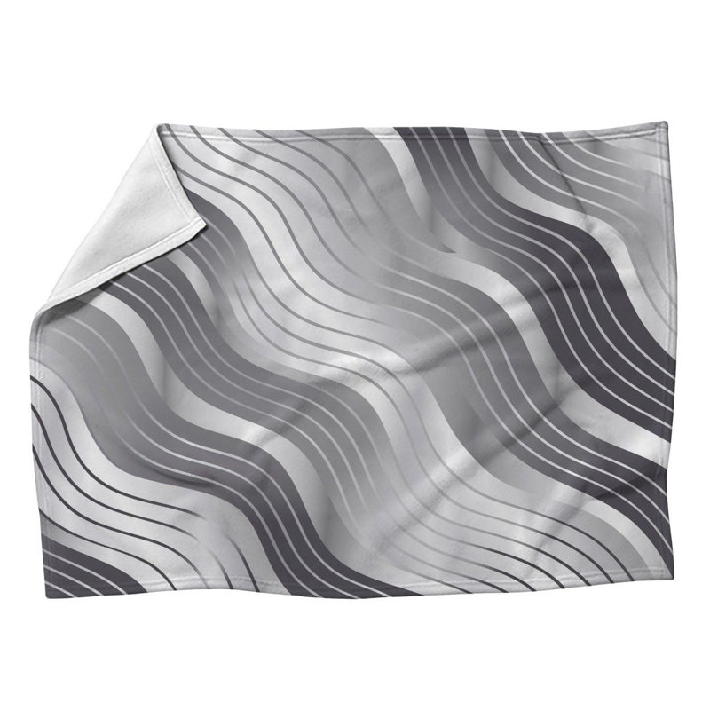 Monochrome Waves Fleece Throw Blanket - Cool Pattern Throws for Sofas or Beds, 50" W x 60" L
