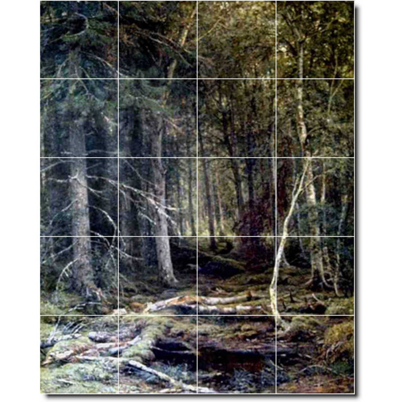 Carreau de céramique décorative 24 po x 30 po 6 po x 6 po, Peinture de campagne d'Ivan Shishkin W08339
