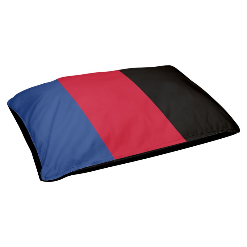 Coussin rectangulaire designer Tampa Bay, Moyen (L 30 po x l 40 po), Bleu / rouge / noir