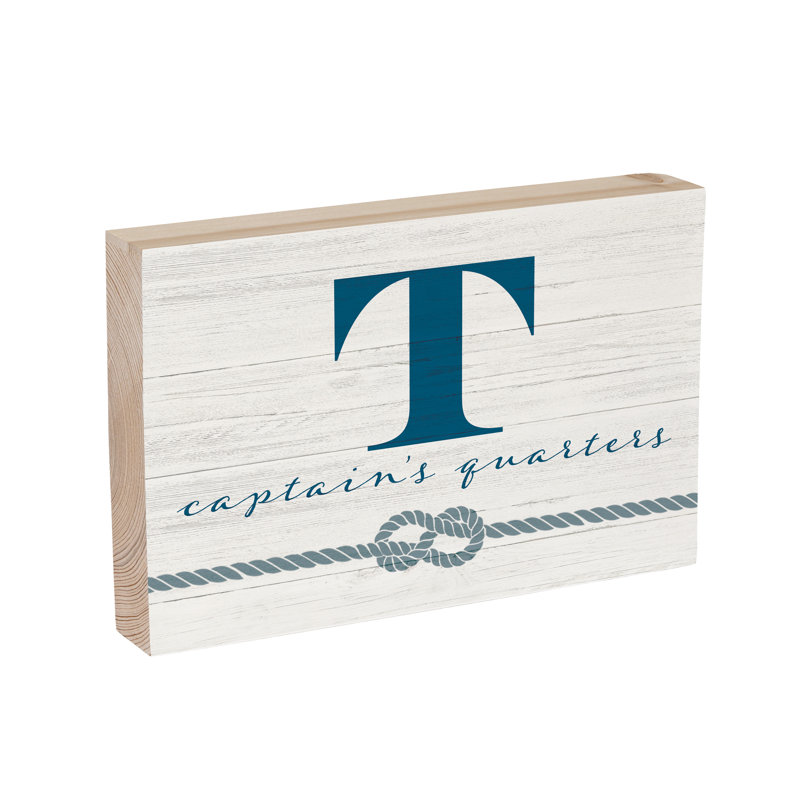 Coastal Wooden Plock Monogram Captain 12x8" T