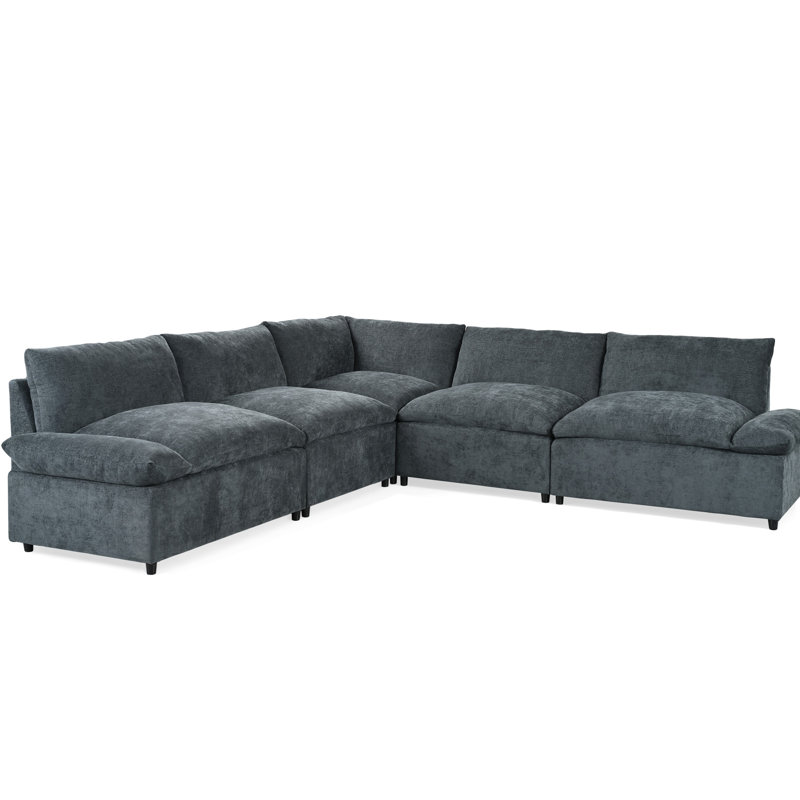 115.5" Deep Gray Modular With Comfortable Seating And Concealed Storage Construction Areas