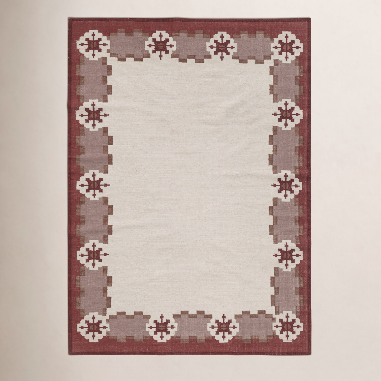 Heidi Nordic Flatweave Geometric Wool Rug, Red, 5'x8'
