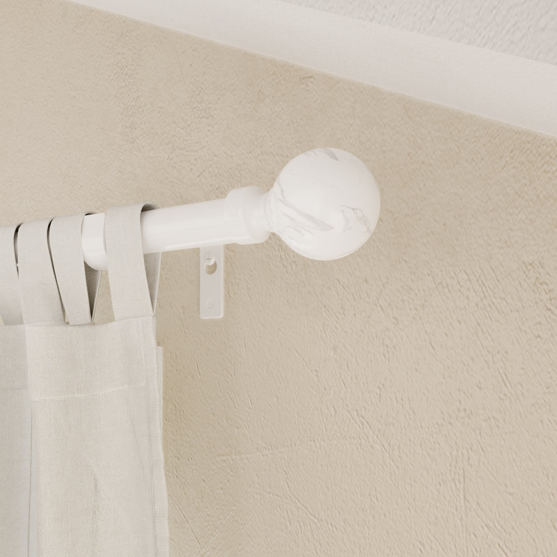 Adjustable Single Curtain Rod and Coordinating Finial Set, 48" - 84"