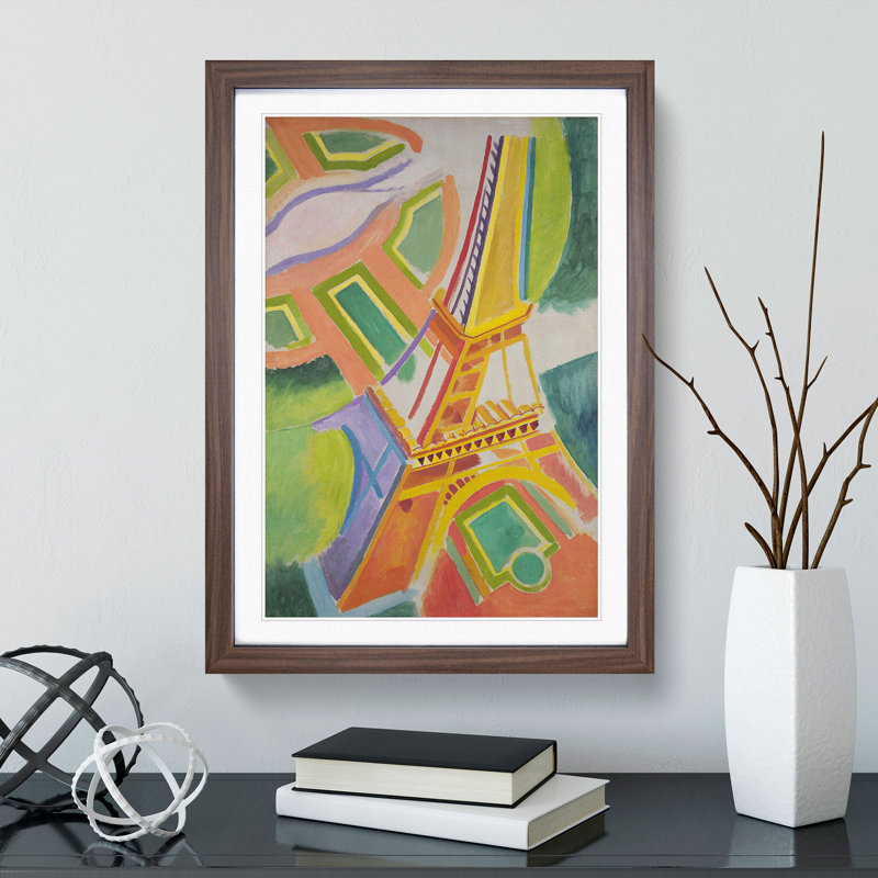 Eiffel Tower by Robert Delaunay - Picture Frame Graphic Art, 36cm H x 27cm W x 2cm D, Walnut