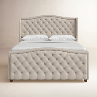 Coleman Velvet Upholstered Wingback Bed