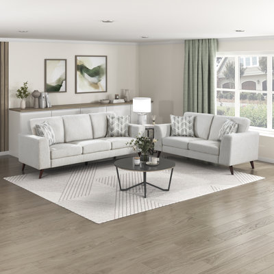 Mariah Modern & Contemporary Chenille 2-Piece Living Room Set with Reversible Cushions with Removable Covers & Matching Pillows included by George Oliver