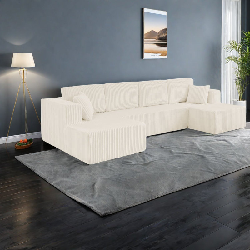 Canapé modulaire en U en mousse de velours côtelé pour la maison