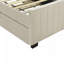 Lit plateforme tapissier simple en velours avec lit gigogne simple, beige-1930722821