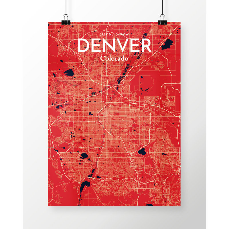 Denver City Map - No Frame Print, 43.2cm H x 27.9cm W x 0.1cm D