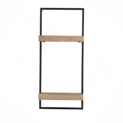 Modern Floating Shelves, 12 X 6 X 27" Iron And Wood Wall Shelf With Two Shelves