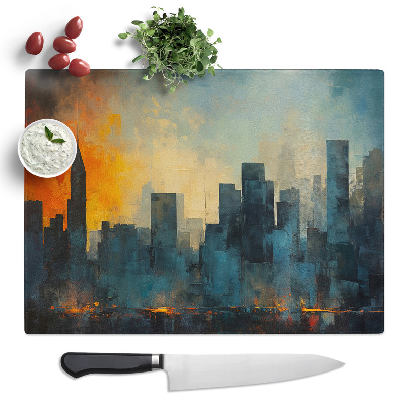 Skyline Photograph 8K  Glass Chopping Board