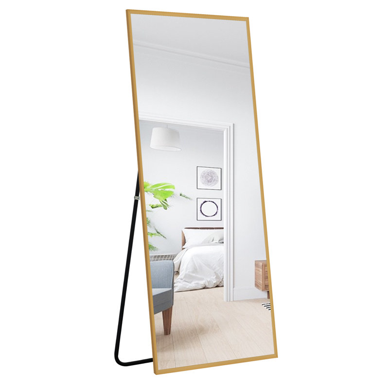Talma Wood Flat Mirror, 65" H x 22" W, Gold