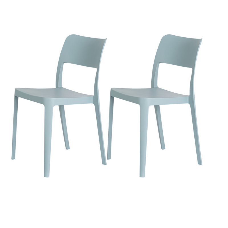 Ensemble de deux chaises d'appoint d'extérieur empilables en plastique bleu bébé