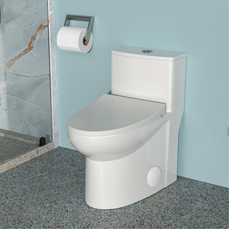 Ceramic Toilet With Powerful Flushing Function And Quiet Seat Closing One Efficient Dual Flush Soft Close Lid