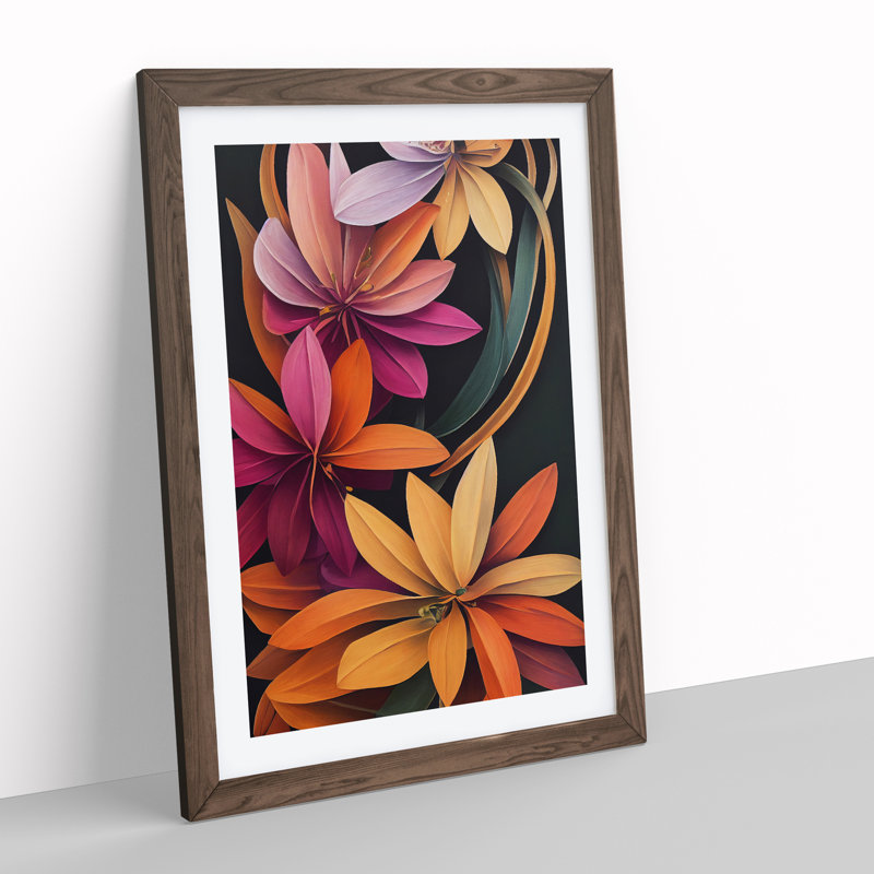 Many Flowers - Framed Print, 64cm H x 46cm W x 2cm D, Brown Framed