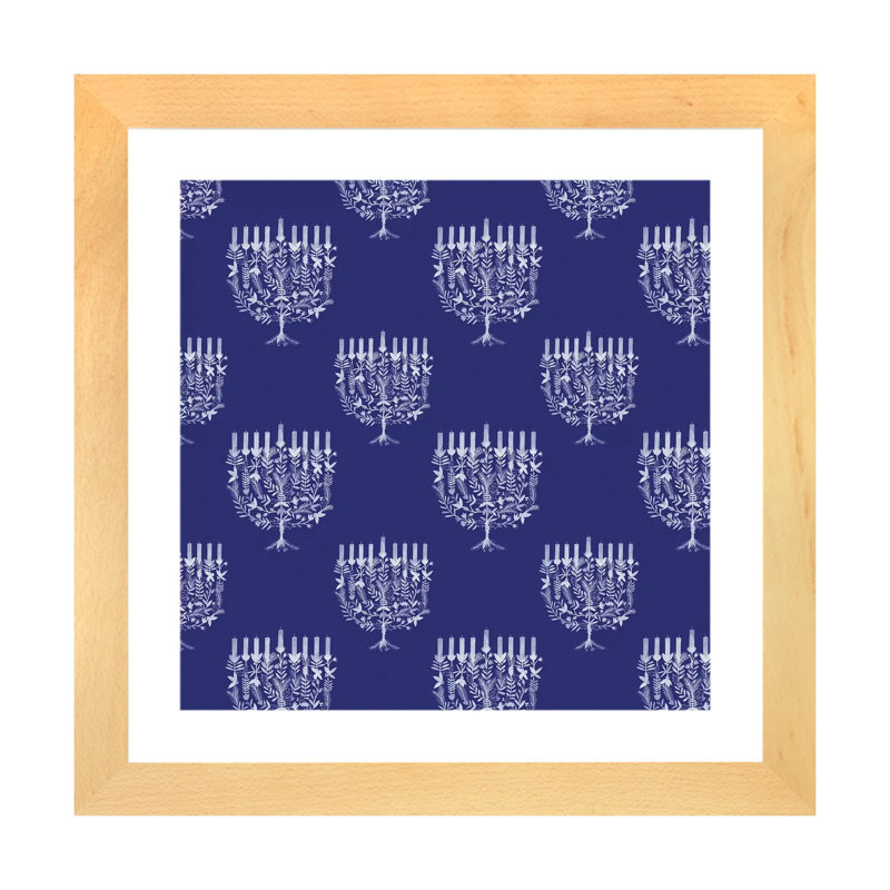«Boho Hanukkah Collection F» par Grace Popp - reproduction imprimée, H 16 po x l 16 po x p 1 po, Blanc