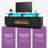 70"W Modern TV Stand With Electric Fireplace, LED Light