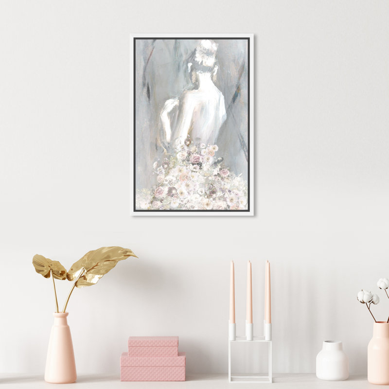 «Fashion and Glam Th pensing You You», peinture traditionnelle rose - peinture sur toile, Toile encadrée, H 30 po x l 20 po