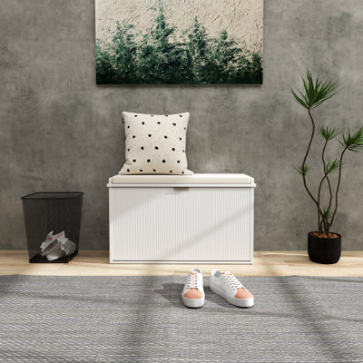 HOMCOM Shoe Bench, Padded Seat Cushion, Flip-Drawer