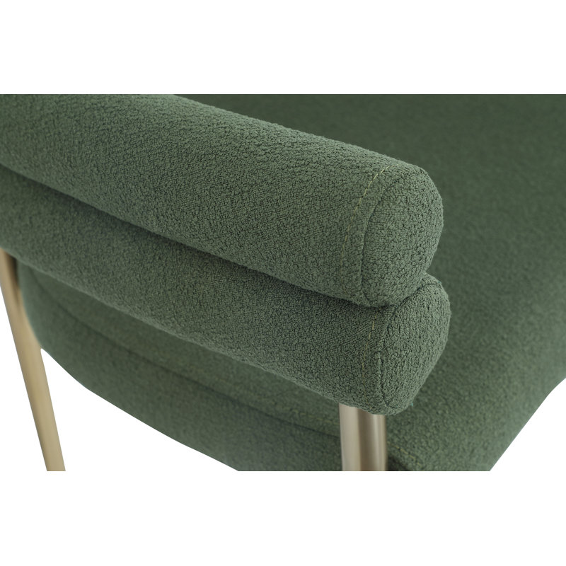 Brielle Boucle Fabric Arm Chair, Green Boucle Fabric
