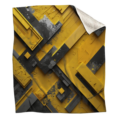 Yellow Gray Geometric Shapes Blankets