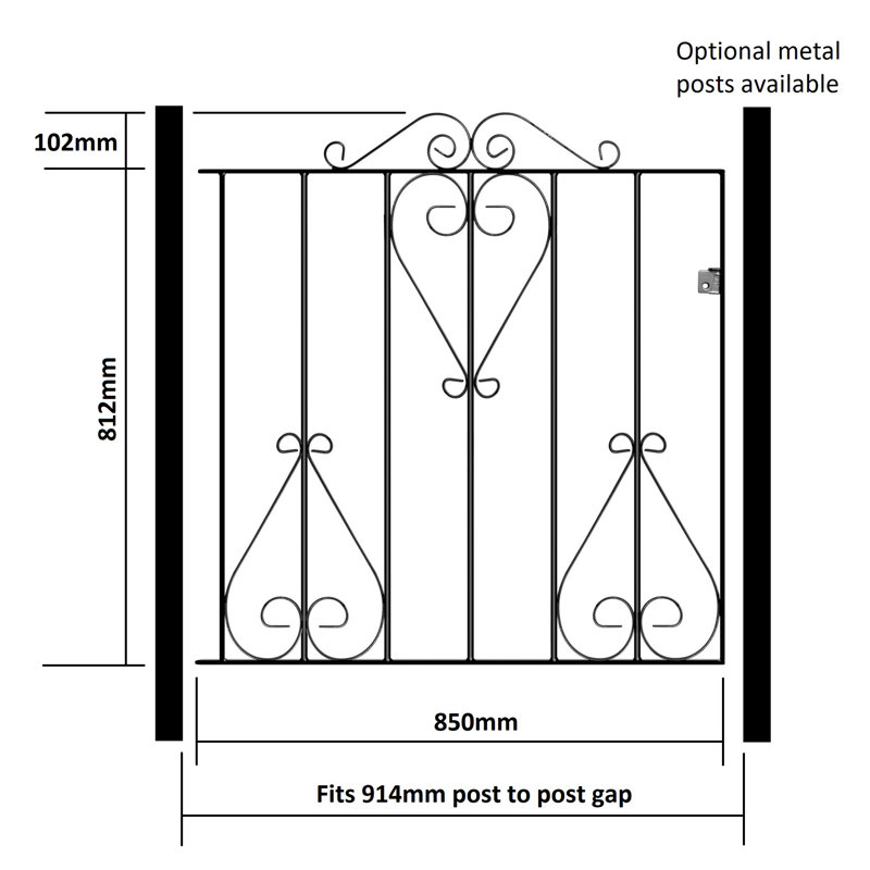 Suez Scroll Metal Garden Gate 91cm High, 91cm W X 91cm H