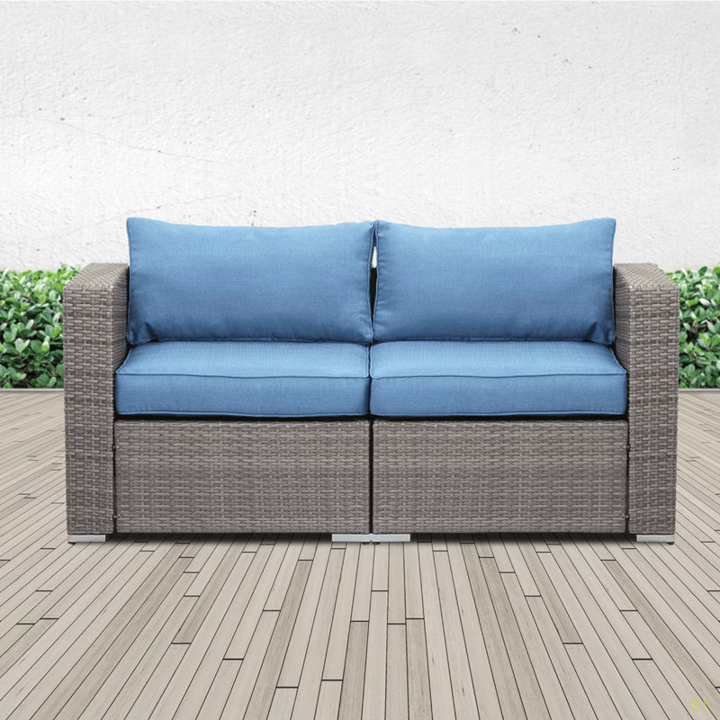Ensemble de causeuse d'extérieur en osier 2 pièces 59 "de largeur 59" avec coussins