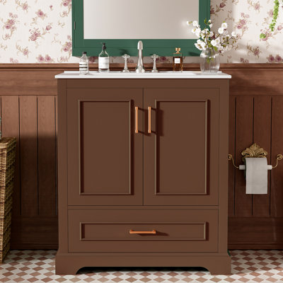 Freestanding 30" Bathroom Vanity With Ceramic Top