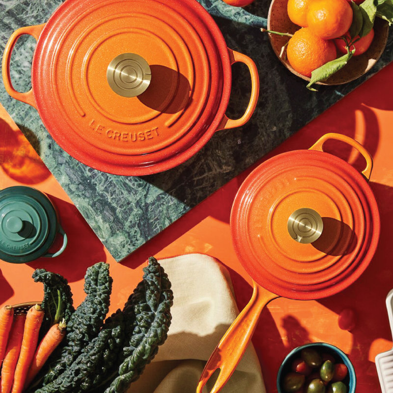 Le Creuset Signature Round Dutch Oven With Crucible Knob, 7.25 Qt. - Flamme Dorée, 7.25 quarts
