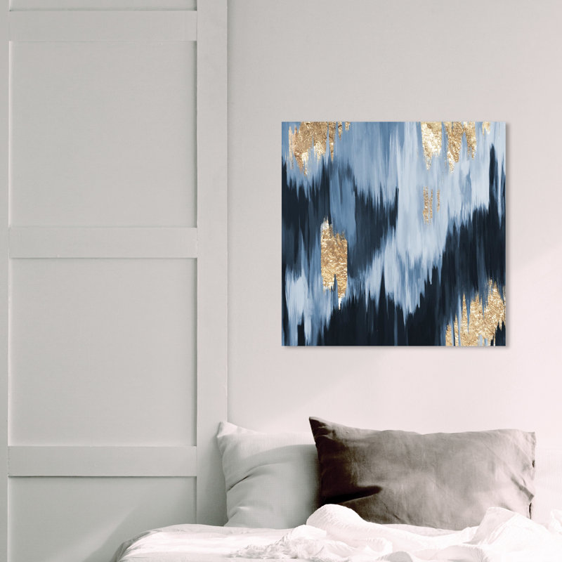 Abstrait, coups de peinture glamour moderne et reproduction d'art sur toile pour le salon, H 20 po x l 20 po x 1,5 po