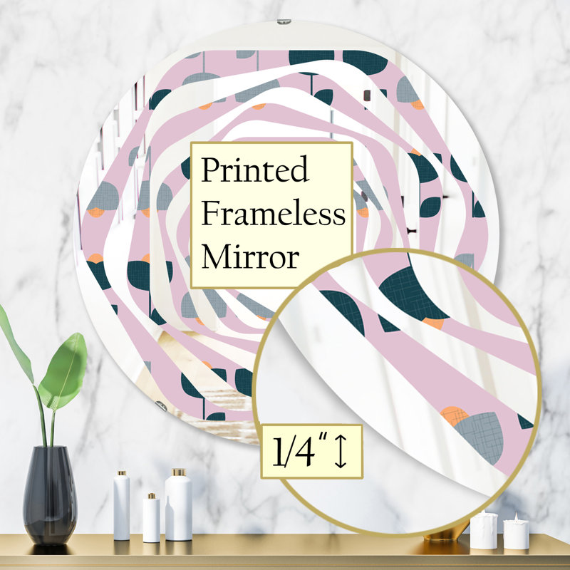 Miroir mural sans cadre à motif floral Whole Cottage, 31,5 po x 31,5 po