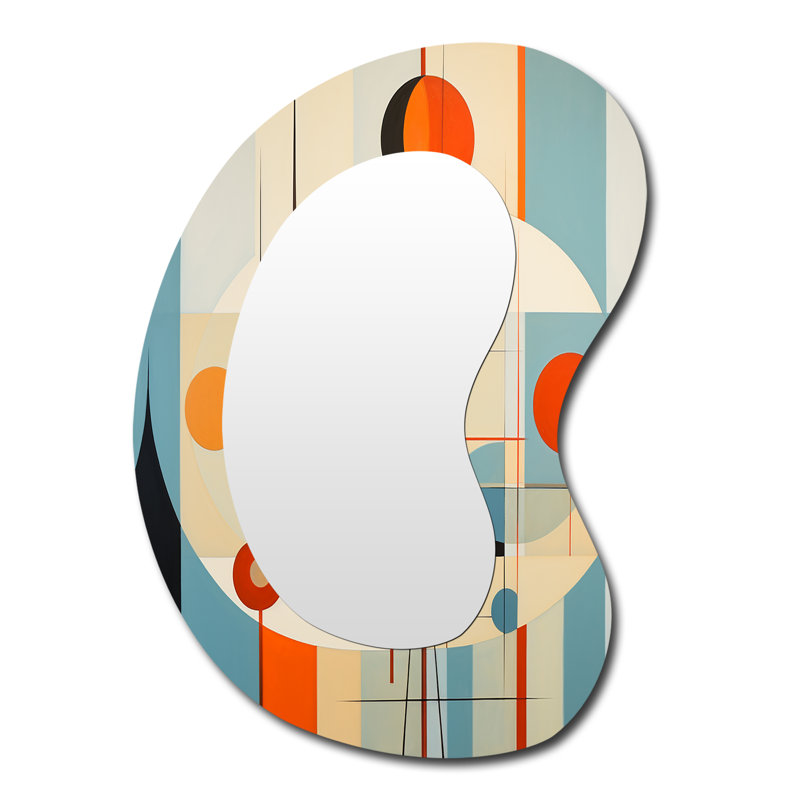 Serendipity Abstract Mid-Century Geometrics III - Miroir mural moderne abstrait irrégulier, 39 po x 28 po