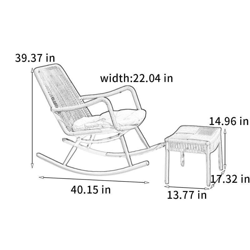 Chaise berçante en corde PE, Brun